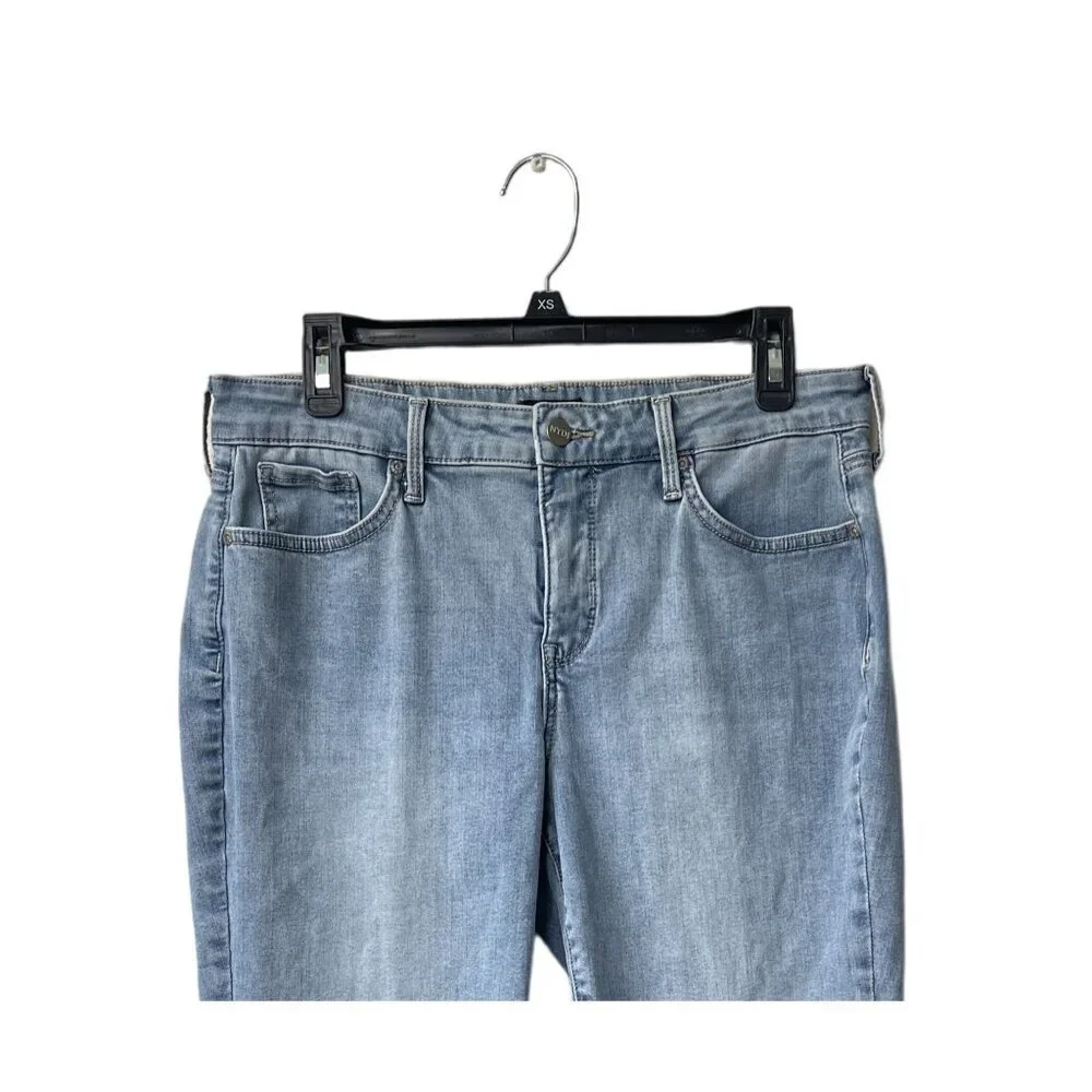 NYDJ Curves 360‎ Cropped Jeans Size 10P High Rise Light Wash Slim Straight